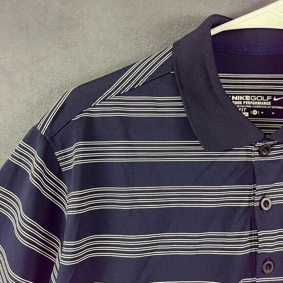 Nike Men's Medium Golf Polo Tour Performance Dri-Fit Horizontal Lines Shirt Prep - Picture 8 of 10
